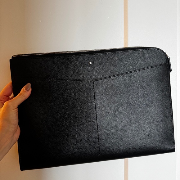 Montblanc Hard Grain Black Leather Document Case - Picture 1 of 4